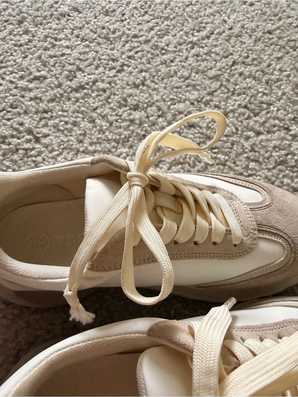 Tory Burch Beige and Cream Platform Sneakers